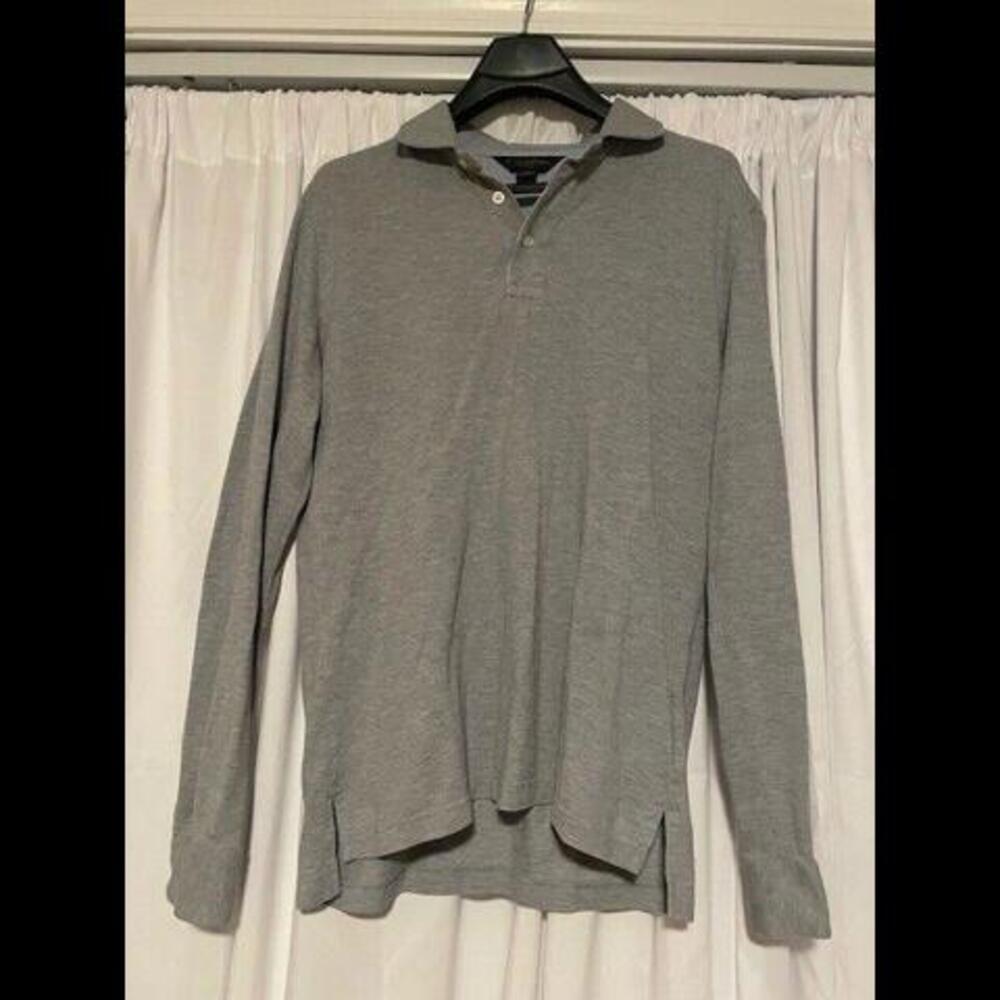Brooks Brothers Mens Long Sleeve Gray Polo Large